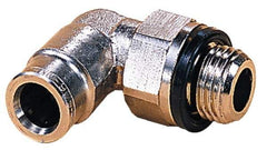 Norgren - 8mm Outside Diam, 1/2 BSPP, Nickel Plated Brass Push-to-Connect Tube Male Swivel Elbow - 260 Max psi, Tube to Male BSPP Connection, Nitrile O-Ring - Eagle Tool & Supply