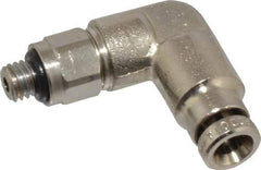 Norgren - 4mm Outside Diam, M5x0.8 Metric, Nickel Plated Brass Push-to-Connect Tube Male Swivel Elbow - 260 Max psi, Tube to Metric Thread Connection, Nitrile O-Ring - Eagle Tool & Supply