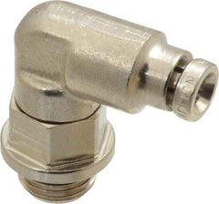 Norgren - 4mm Outside Diam, 1/8 BSPP, Nickel Plated Brass Push-to-Connect Tube Male Swivel Elbow - 260 Max psi, Tube to Male BSPP Connection, Nitrile O-Ring - Eagle Tool & Supply