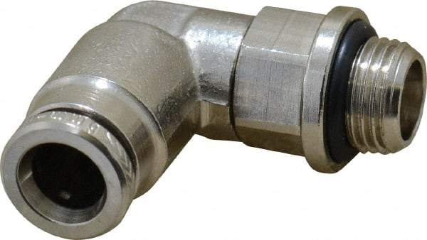 Norgren - 6mm Outside Diam, 1/8 BSPP, Nickel Plated Brass Push-to-Connect Tube Male Swivel Elbow - 260 Max psi, Tube to Male BSPP Connection, Nitrile O-Ring - Eagle Tool & Supply
