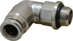 Norgren - 6mm Outside Diam, 1/8 BSPP, Nickel Plated Brass Push-to-Connect Tube Male Swivel Elbow - 260 Max psi, Tube to Male BSPP Connection, Nitrile O-Ring - Eagle Tool & Supply