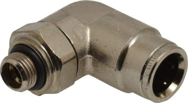Norgren - 10mm Outside Diam, 1/8 BSPP, Nickel Plated Brass Push-to-Connect Tube Male Swivel Elbow - 260 Max psi, Tube to Male BSPP Connection, Nitrile O-Ring - Eagle Tool & Supply