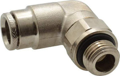 Norgren - 10mm Outside Diam, 1/4 BSPP, Nickel Plated Brass Push-to-Connect Tube Male Swivel Elbow - 260 Max psi, Tube to Male BSPP Connection, Nitrile O-Ring - Eagle Tool & Supply
