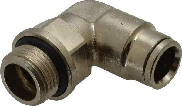 Norgren - 10mm Outside Diam, 3/8 BSPP, Nickel Plated Brass Push-to-Connect Tube Male Swivel Elbow - 260 Max psi, Tube to Male BSPP Connection, Nitrile O-Ring - Eagle Tool & Supply