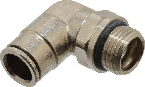 Norgren - 14mm Outside Diam, 1/2 BSPP, Nickel Plated Brass Push-to-Connect Tube Male Swivel Elbow - 260 Max psi, Tube to Male BSPP Connection, Nitrile O-Ring - Eagle Tool & Supply