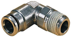 Norgren - 10mm Outside Diam, 1/2 BSPT, Nickel Plated Brass Push-to-Connect Tube Male Swivel Elbow - 260 Max psi, Tube to Male BSPT Connection, Nitrile O-Ring - Eagle Tool & Supply