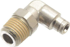 Norgren - 4mm Outside Diam, 1/4 BSPT, Nickel Plated Brass Push-to-Connect Tube Male Swivel Elbow - 260 Max psi, Tube to Male BSPT Connection, Nitrile O-Ring - Eagle Tool & Supply