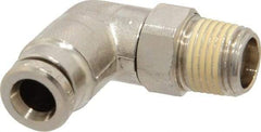 Norgren - 5mm Outside Diam, 1/8 BSPT, Nickel Plated Brass Push-to-Connect Tube Male Swivel Elbow - 260 Max psi, Tube to Male BSPT Connection, Nitrile O-Ring - Eagle Tool & Supply