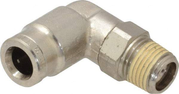 Norgren - 6mm Outside Diam, 1/8 BSPT, Nickel Plated Brass Push-to-Connect Tube Male Swivel Elbow - 260 Max psi, Tube to Male BSPT Connection, Nitrile O-Ring - Eagle Tool & Supply