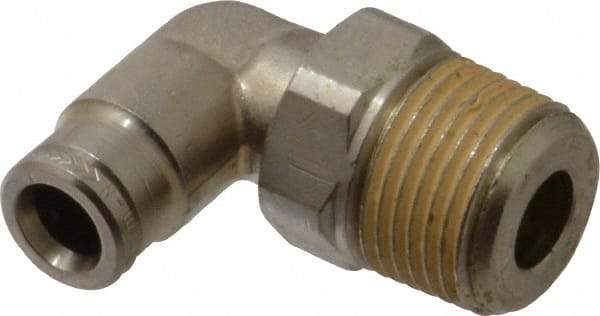 Norgren - 6mm Outside Diam, 3/8 BSPT, Nickel Plated Brass Push-to-Connect Tube Male Swivel Elbow - 260 Max psi, Tube to Male BSPT Connection, Nitrile O-Ring - Eagle Tool & Supply