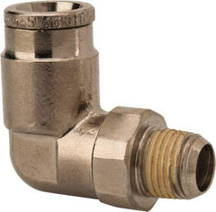 Norgren - 8mm Outside Diam, 1/8 BSPT, Nickel Plated Brass Push-to-Connect Tube Male Swivel Elbow - 260 Max psi, Tube to Male BSPT Connection, Nitrile O-Ring - Eagle Tool & Supply