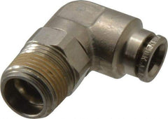 Norgren - 8mm Outside Diam, 3/8 BSPT, Nickel Plated Brass Push-to-Connect Tube Male Swivel Elbow - 260 Max psi, Tube to Male BSPT Connection, Nitrile O-Ring - Eagle Tool & Supply