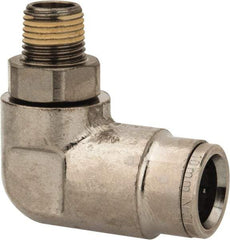 Norgren - 10mm Outside Diam, 1/8 BSPT, Nickel Plated Brass Push-to-Connect Tube Male Swivel Elbow - 260 Max psi, Tube to Male BSPT Connection, Nitrile O-Ring - Eagle Tool & Supply
