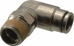 Norgren - 10mm Outside Diam, 3/8 BSPT, Nickel Plated Brass Push-to-Connect Tube Male Swivel Elbow - 260 Max psi, Tube to Male BSPT Connection, Nitrile O-Ring - Eagle Tool & Supply