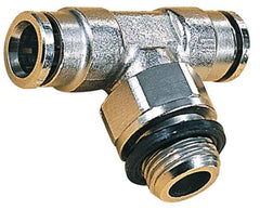 Norgren - 10mm Outside Diam, 1/4 BSPP, Nickel Plated Brass Push-to-Connect Tube Male Swivel Branch Tee - 260 Max psi, Tube to Male BSPP Connection, Nitrile O-Ring - Eagle Tool & Supply