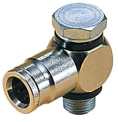 Norgren - 10mm Outside Diam, 3/8 BSPP, Nickel Plated Brass Push-to-Connect Tube Male Swivel Banjo Elbow - 260 Max psi, Tube to Male Connection, Nitrile O-Ring - Eagle Tool & Supply