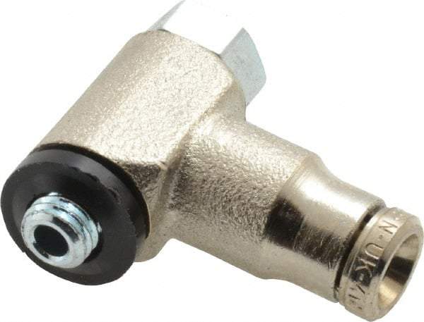 Norgren - 4mm Outside Diam, M5x0.8 Metric, Nickel Plated Brass Push-to-Connect Tube Male Swivel Banjo Elbow - 260 Max psi, Tube to Metric Thread Connection, Nitrile O-Ring - Eagle Tool & Supply