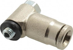 Norgren - 6mm Outside Diam, M5x0.8 Metric, Nickel Plated Brass Push-to-Connect Tube Male Swivel Banjo Elbow - 260 Max psi, Tube to Metric Thread Connection, Nitrile O-Ring - Eagle Tool & Supply