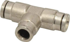 Norgren - 6mm Outside Diam, Nickel Plated Brass Push-to-Connect Tube Union Tee - 260 Max psi, Tube to Tube Connection, Nitrile O-Ring - Eagle Tool & Supply