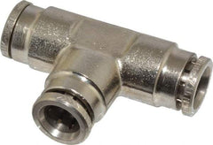 Norgren - 8mm Outside Diam, Nickel Plated Brass Push-to-Connect Tube Union Tee - 260 Max psi, Tube to Tube Connection, Nitrile O-Ring - Eagle Tool & Supply