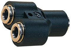 Norgren - 8mm Tube OD, Nickel Plated Brass Push-to-Connect Tube Union Y - Tube to Tube Connection, 260 Max psi, Nitrile O-Ring, 0 to 175°F Working Temp - Eagle Tool & Supply