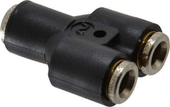 Norgren - 6mm Tube OD, Nickel Plated Brass Push-to-Connect Tube Union Y - Tube to Tube Connection, 260 Max psi, Nitrile O-Ring, 0 to 175°F Working Temp - Eagle Tool & Supply