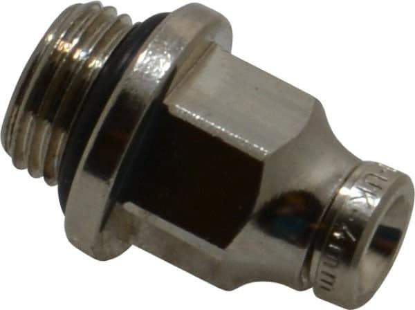 Norgren - 4mm Outside Diam, 1/8 BSPP, Nickel Plated Brass Push-to-Connect Tube Male Connector - 260 Max psi, Tube to Male BSPP Connection, Nitrile O-Ring - Eagle Tool & Supply