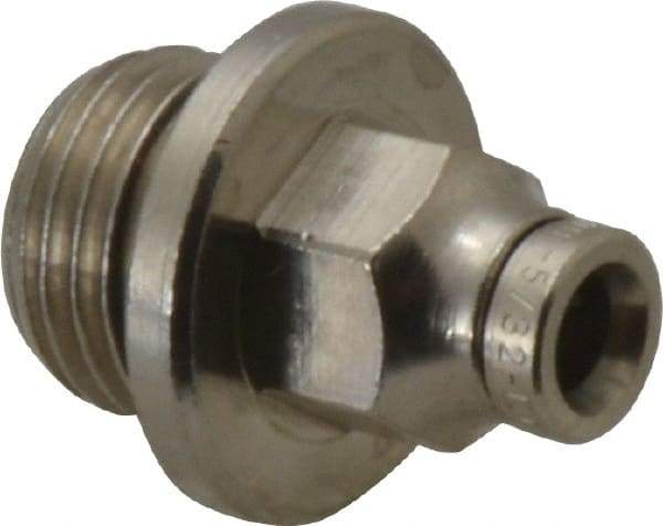 Norgren - 4mm Outside Diam, 1/4 BSPP, Nickel Plated Brass Push-to-Connect Tube Male Connector - 260 Max psi, Tube to Male BSPP Connection, Nitrile O-Ring - Eagle Tool & Supply