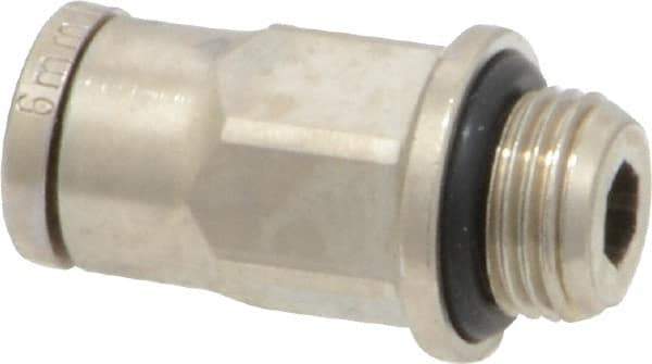 Norgren - 6mm Outside Diam, 1/8 BSPP, Nickel Plated Brass Push-to-Connect Tube Male Connector - 260 Max psi, Tube to Male BSPP Connection, Nitrile O-Ring - Eagle Tool & Supply