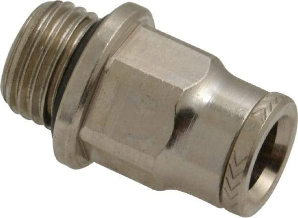 Norgren - 8mm Outside Diam, 1/4 BSPP, Nickel Plated Brass Push-to-Connect Tube Male Connector - 260 Max psi, Tube to Male BSPP Connection, Nitrile O-Ring - Eagle Tool & Supply