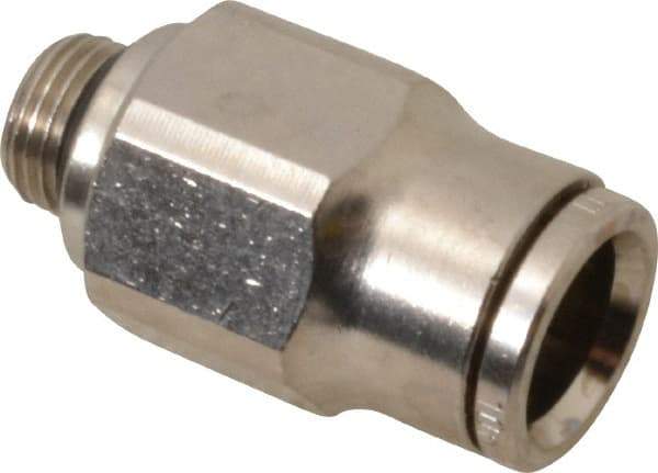 Norgren - 10mm Outside Diam, 1/8 BSPP, Nickel Plated Brass Push-to-Connect Tube Male Connector - 260 Max psi, Tube to Male BSPP Connection, Nitrile O-Ring - Eagle Tool & Supply