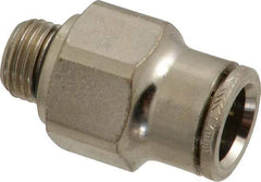 Norgren - 12mm Outside Diam, 1/4 BSPP, Nickel Plated Brass Push-to-Connect Tube Male Connector - 260 Max psi, Tube to Male BSPP Connection, Nitrile O-Ring - Eagle Tool & Supply