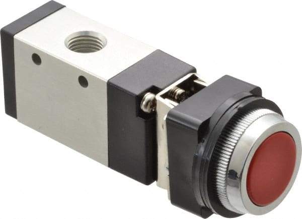 ARO/Ingersoll-Rand - 1/4" NPT Manual Mechanical Valve - 3-Way, 2 Position, Push-Button w/Guard/Spring & 0.7 CV Rate - Eagle Tool & Supply