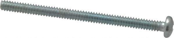 Value Collection - #6-32 UNC, 2" Length Under Head Phillips Drive Machine Screw - Pan Head, Grade 2 Steel, Zinc-Plated Finish, Without Washer - Eagle Tool & Supply