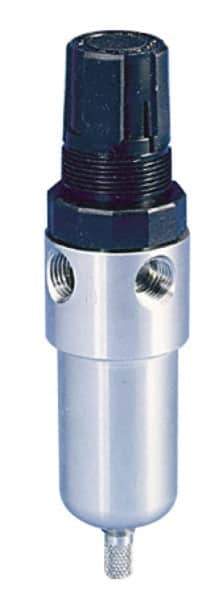 Parker - 1/4" NPT Port 1 Piece Filter/Regulator FRL Unit - Stainless Steel Bowl, 12 SCFM, 60 Max psi, 6.25" High, Manual Drain - Eagle Tool & Supply