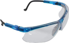 Uvex - Clear Lenses, Framed Safety Glasses - Scratch Resistant, Vapor Blue Polycarbonate Frame, Adjustable Temples, Size Universal, Wrap Around - Eagle Tool & Supply