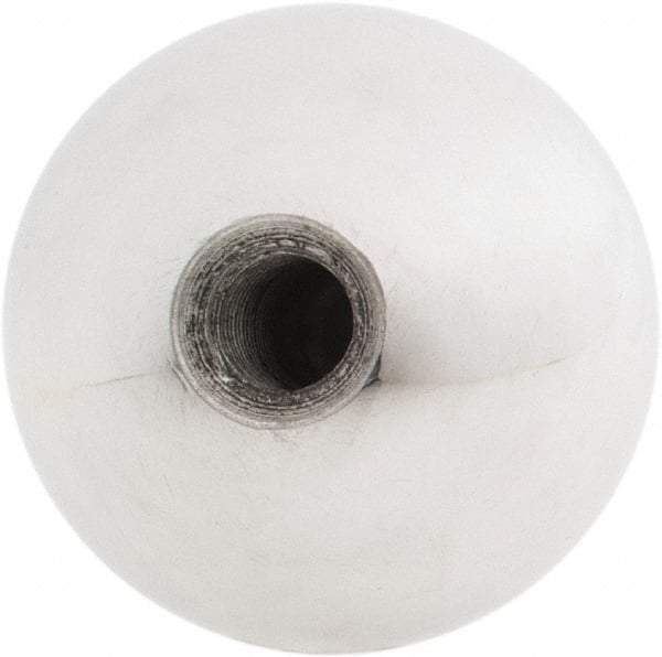 Gibraltar - 5/16-24 Thread, 1.38" Diam, Threaded Hole Ball Knob - Natural, Aluminum, Smooth Grip, 5/8" Hole Depth - Eagle Tool & Supply