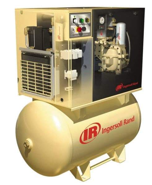 Ingersoll-Rand - 7.5 hp, 80 Gal Stationary Electric Horizontal Screw Air Compressor - Three Phase, 125 Max psi, 27 CFM, 460 Volt - Eagle Tool & Supply