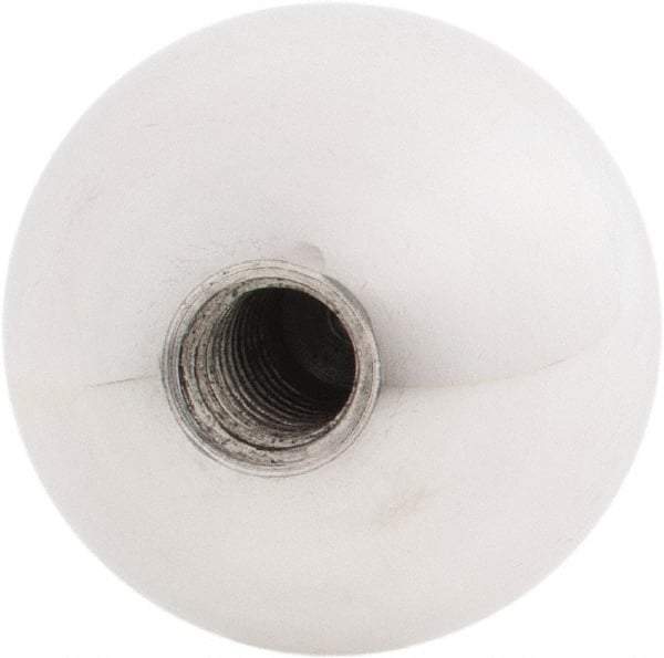 Gibraltar - 3/8-16 Thread, 1.38" Diam, Threaded Hole Ball Knob - Natural, Aluminum, Smooth Grip, 5/8" Hole Depth - Eagle Tool & Supply