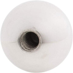 Gibraltar - 3/8-16 Thread, 1.38" Diam, Threaded Hole Ball Knob - Natural, Aluminum, Smooth Grip, 5/8" Hole Depth - Eagle Tool & Supply