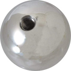 Gibraltar - 3/8-16 Thread, 1.88" Diam, Threaded Hole Ball Knob - Natural, Aluminum, Smooth Grip, 3/4" Hole Depth - Eagle Tool & Supply
