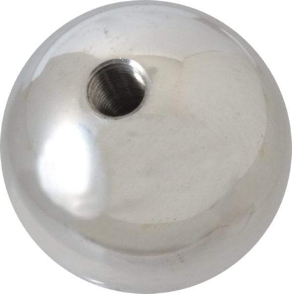 Gibraltar - 3/8-24 Thread, 1.88" Diam, Threaded Hole Ball Knob - Natural, Aluminum, Smooth Grip, 3/4" Hole Depth - Eagle Tool & Supply