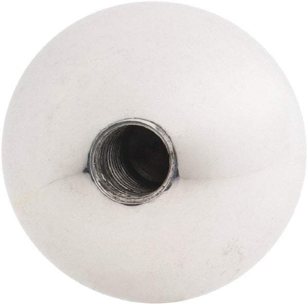 Gibraltar - 1/2-13 Thread, 1.88" Diam, Threaded Hole Ball Knob - Natural, Aluminum, Smooth Grip, 3/4" Hole Depth - Eagle Tool & Supply