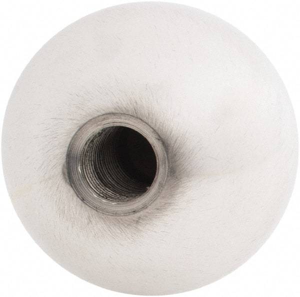 Gibraltar - 1/2-20 Thread, 1.88" Diam, Threaded Hole Ball Knob - Natural, Aluminum, Smooth Grip, 3/4" Hole Depth - Eagle Tool & Supply