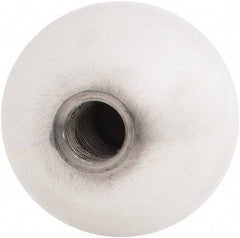 Gibraltar - 1/2-20 Thread, 1.88" Diam, Threaded Hole Ball Knob - Natural, Aluminum, Smooth Grip, 3/4" Hole Depth - Eagle Tool & Supply