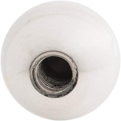Gibraltar - 5/8-11 Thread, 1.88" Diam, Threaded Hole Ball Knob - Natural, Aluminum, Smooth Grip, 3/4" Hole Depth - Eagle Tool & Supply