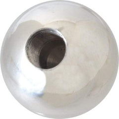 Gibraltar - 5/8-18 Thread, 1.88" Diam, Threaded Hole Ball Knob - Natural, Aluminum, Smooth Grip, 3/4" Hole Depth - Eagle Tool & Supply