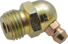 PRO-LUBE - 65° Head Angle, 1/4-18 NPT Steel Standard Grease Fitting - 9/16" Hex, 24.6mm Overall Height, 8.7mm Shank Length, Zinc Plated Finish - Eagle Tool & Supply