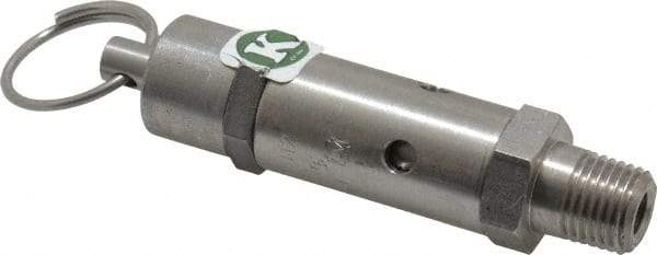 Kingston - 1/4" Inlet, ASME Safety Relief Valve - 125 Max psi, Stainless Steel - Eagle Tool & Supply