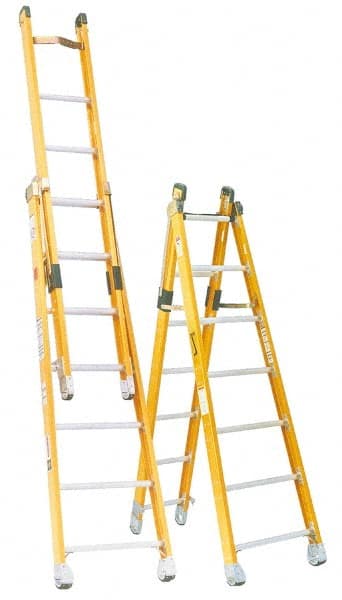 Made in USA - 8' High, Type IAA Rating, Fiberglass Extension Ladder - Eagle Tool & Supply